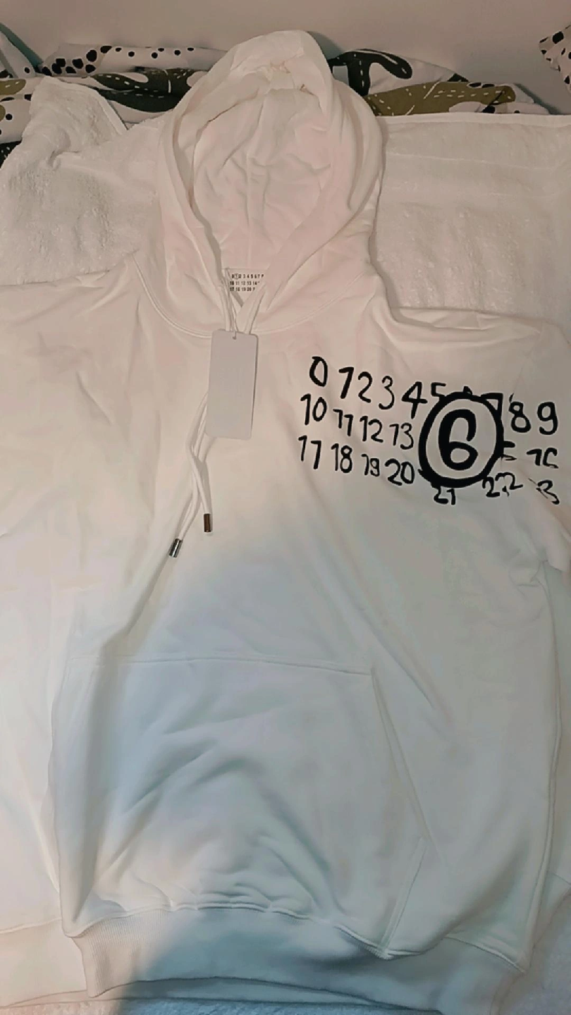 Maison Margiela White Number Print Hoodie - Size L