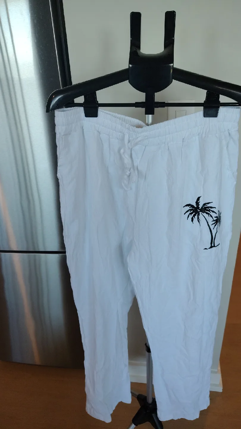 White Palm Tree Print Lounge Pants thumbnail