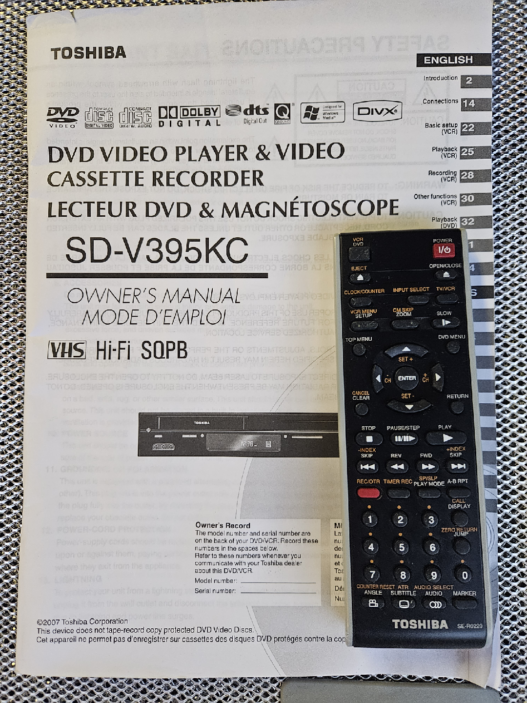 Toshiba DVD/VCR Combo Player - photo 4