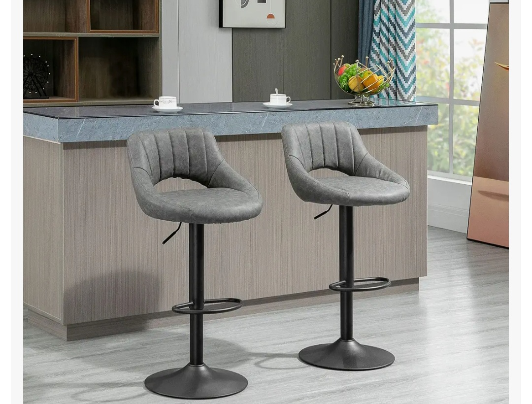 HOMCOM Grey Bar Stool Set of 2