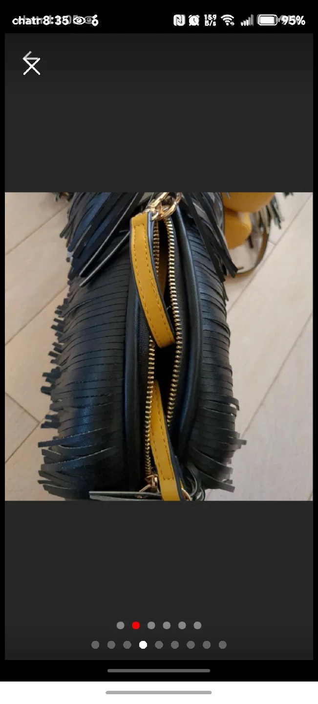 Black Unique Fringe Detail Shoulder Bag image indicator(6)