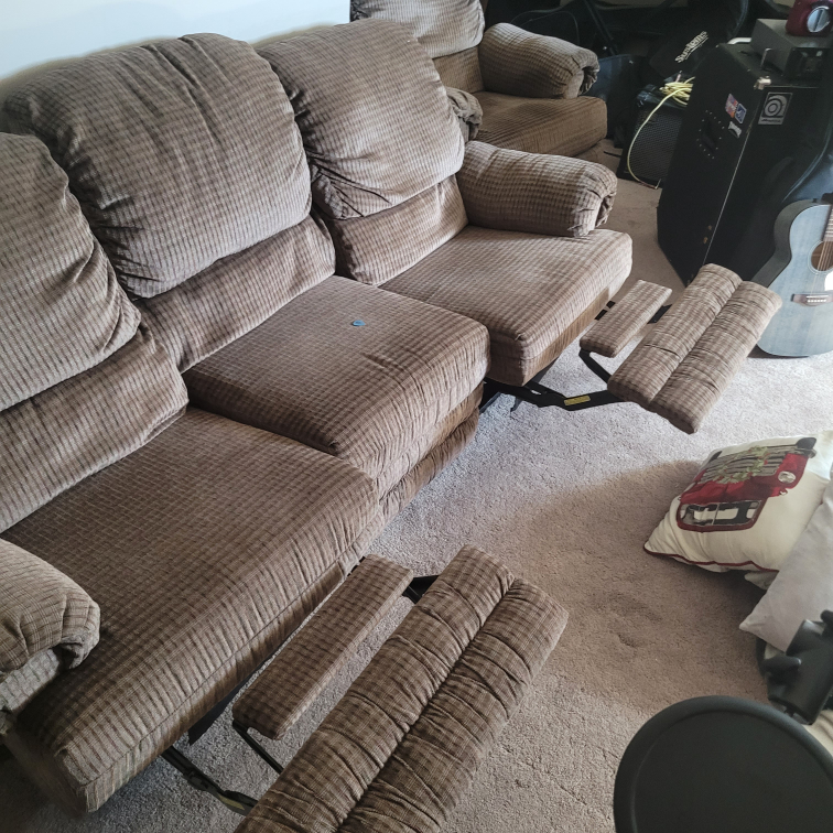 Brown Reclining Sofa and Chair Set - photo 5