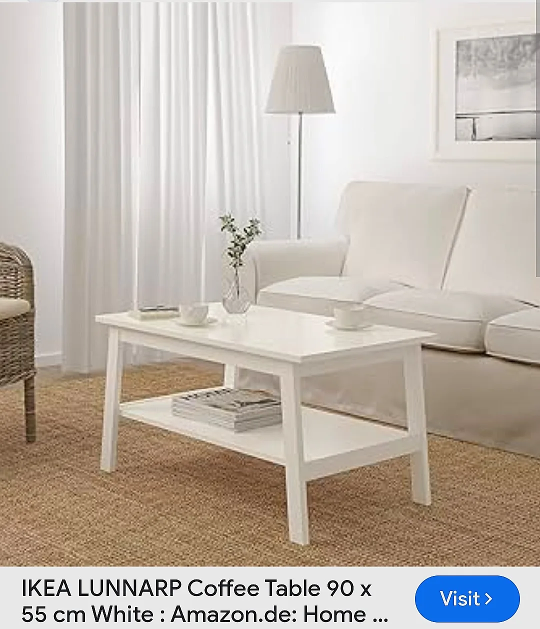 ➡️ IKEA Lunnarp White Coffee Table (90x55 cm) image indicator(5)