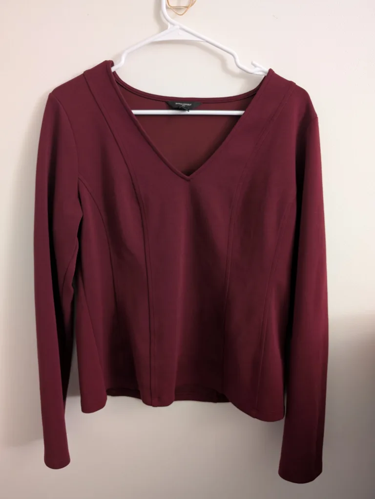 Banana Republic Burgundy Long Sleeve Top - Size L thumbnail