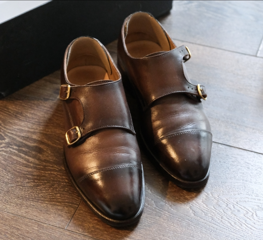 Brown Leather Monk Strap Dress Shoes