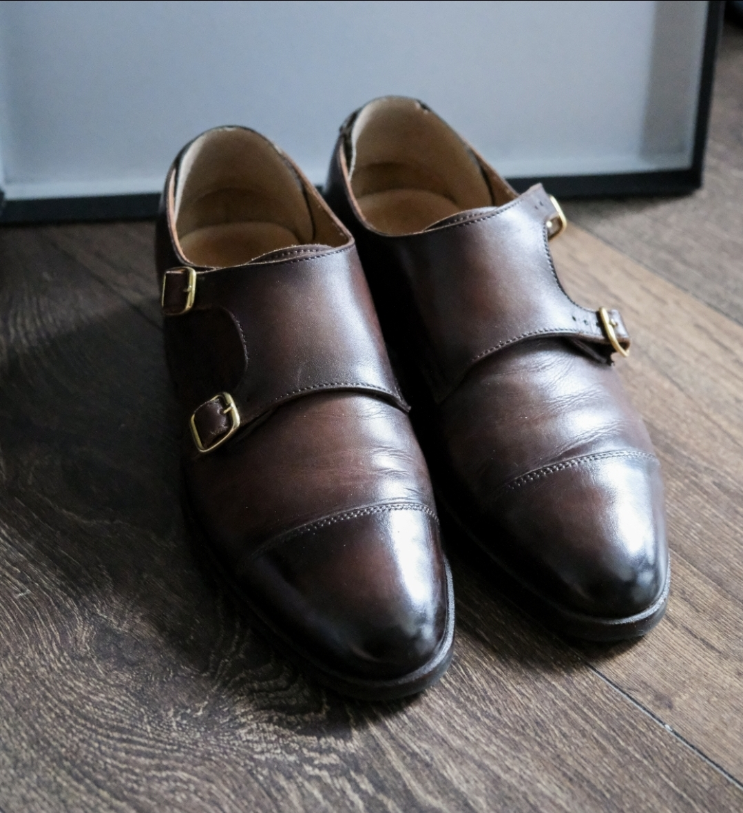 Brown Leather Monk Strap Dress Shoes - photo 3