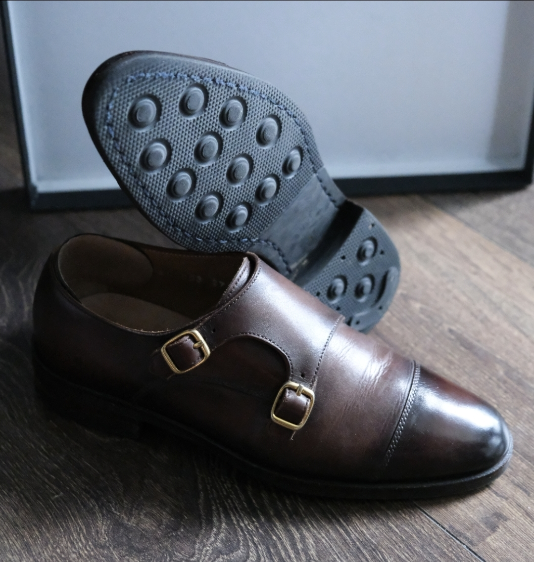 Brown Leather Monk Strap Dress Shoes - photo 4