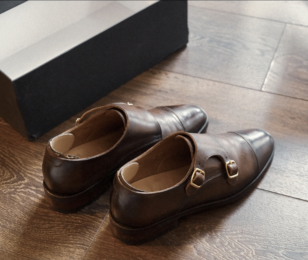 Brown Leather Monk Strap Dress Shoes - photo 5