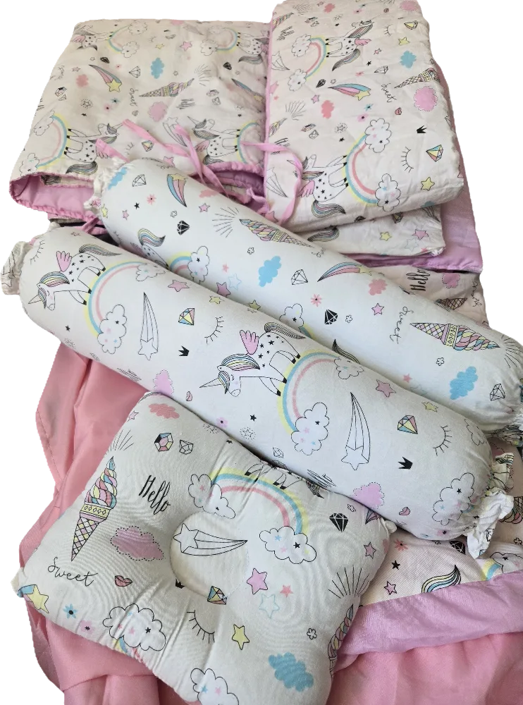 Unicorn Baby Bedding Set - Pink & White thumbnail