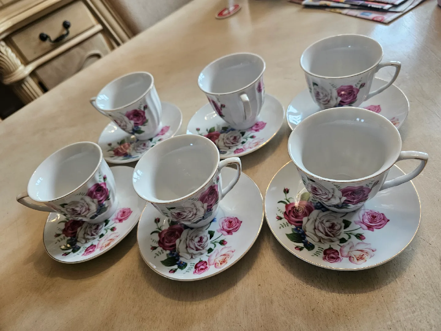 Floral Tea Cup and Saucer Set (6) - New thumbnail