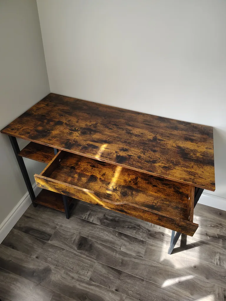 Rustic Brown Computer Desk with Drawer image indicator(3)