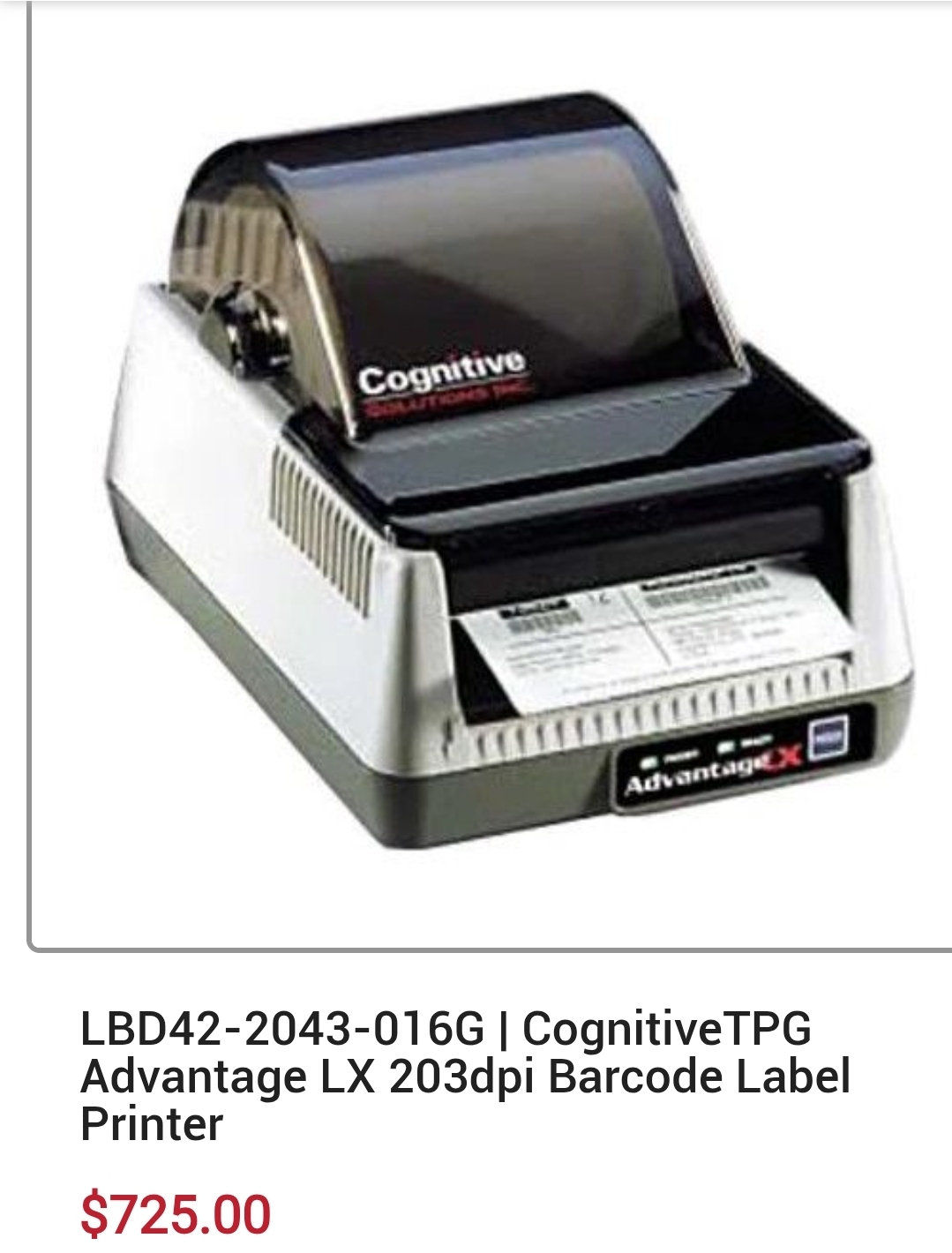 🤎Cognitive TPG Advantage LX 203dpi Barcode Label Printer