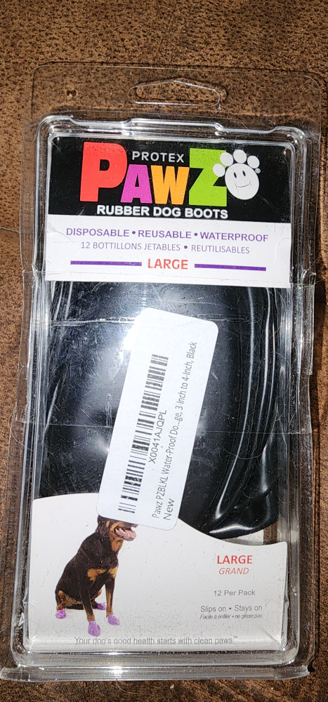 Pawz Rubber Dog Boots - Size Large, Black