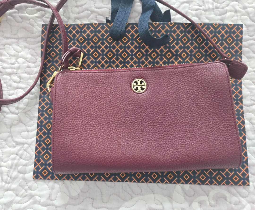 Tory Burch Burgundy Leather Crossbody Bag thumbnail