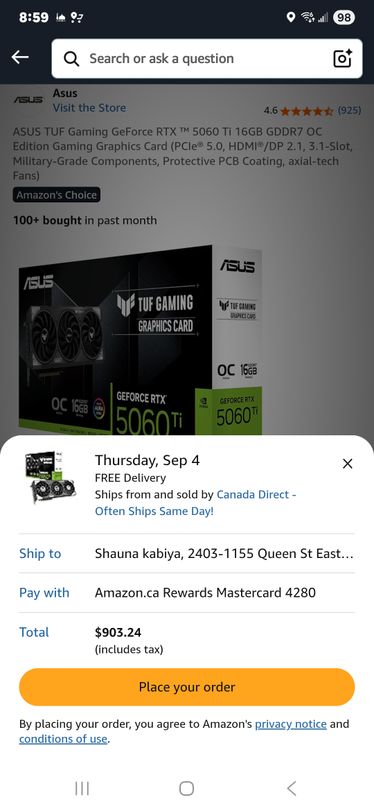 ASUS TUF Gaming GeForce RTX 5060 Ti 16GB Graphics Card