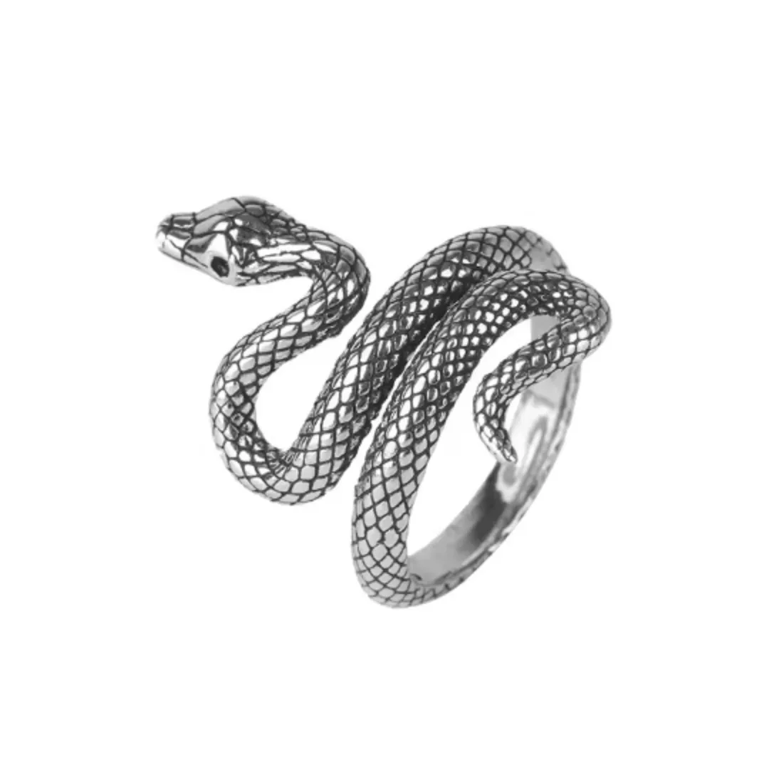 925 Silver Snake Ring-Adjustable(Unisex) thumbnail