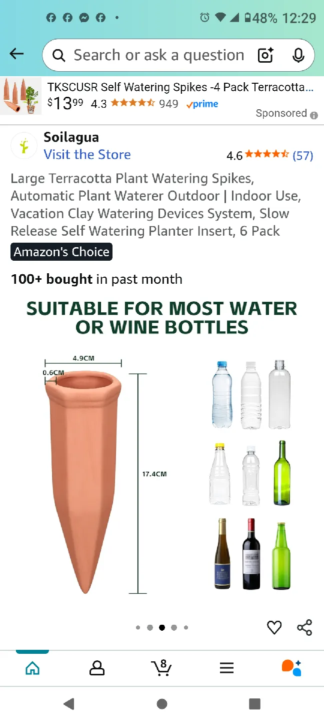 12" Black Planter with 12" Plant Caddy and Terracotta Spikes 🥕 image indicator(7)