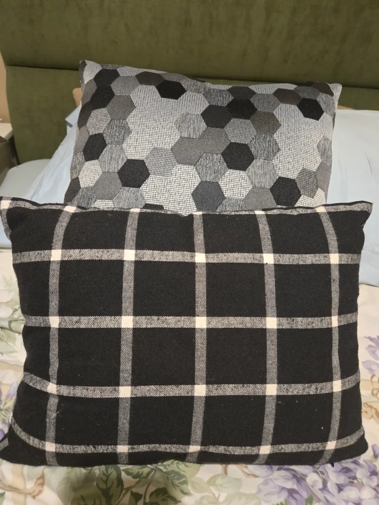 ��🥕  FREE ITEM   Decorative Pillows - Grey Hexagon & Black Plaid thumbnail