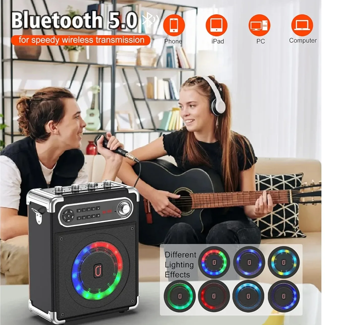 JYX Karaoke Machine with Two Wireless Microphones image indicator(7)