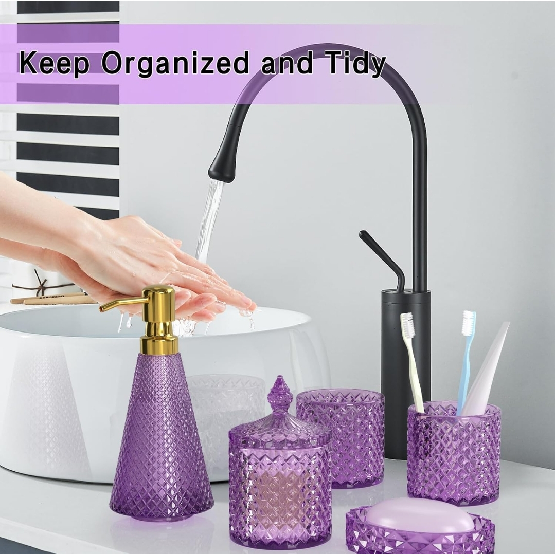 Purple Bathroom Accessories Set (5-Piece) - photo 2