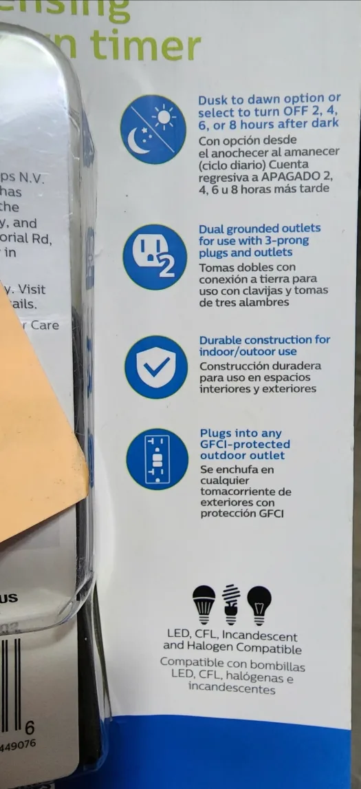 Brand New Philips Light-Sensing Countdown Timer 2-8 Hours image indicator(5)