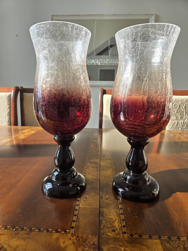 Pair of Decorative Glass Candle Holders