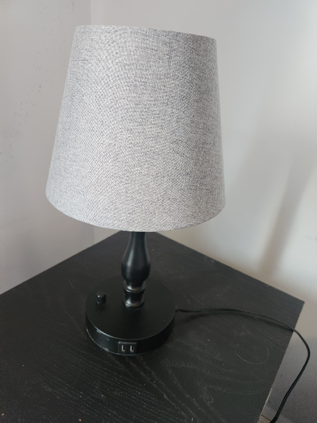 Grey Table Lamp with USB Ports