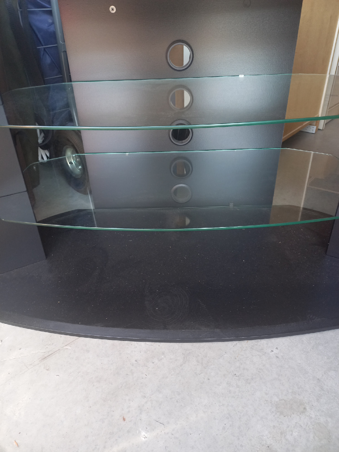 Black TV Stand with Glass Shelves - photo 3