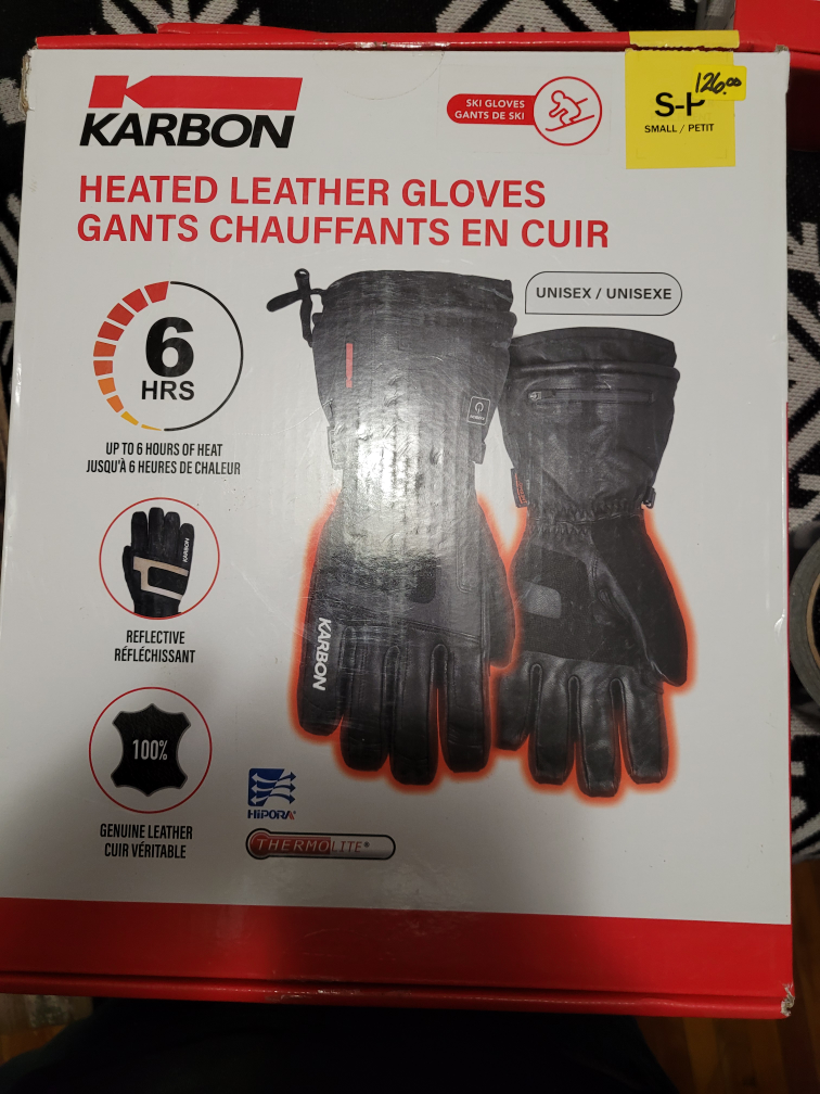 Karbon Heated Leather Ski Gloves - Size Small