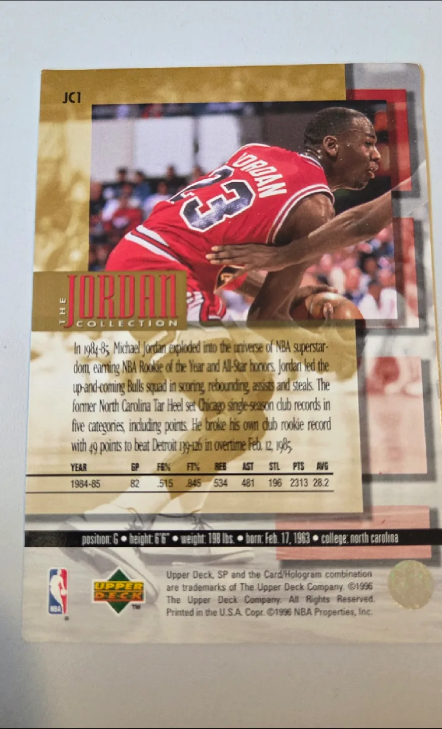 1996 Michael Jordan NBA Rookie of the Year Card image indicator(4)