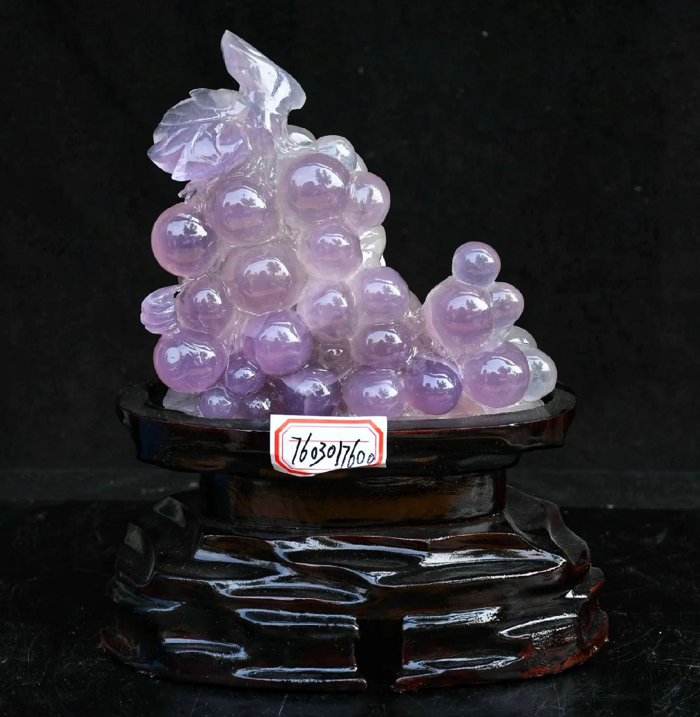 Elegant 9.2" Purple Xiu Jade Grape Statue thumbnail
