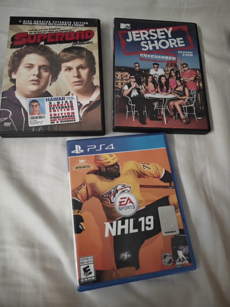 Superbad DVD, Jersey Shore Season 4, NHL 19 PS4