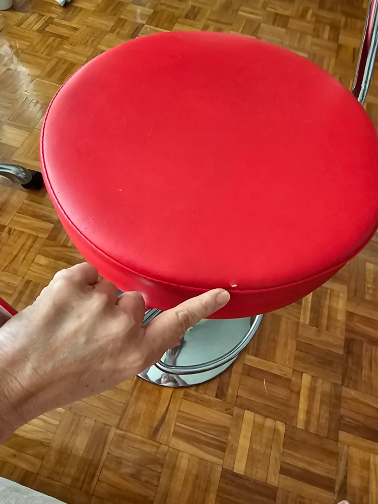 🥕Red Faux Leather Adjustable Swivel Bar Stool or hair dresser image indicator(3)