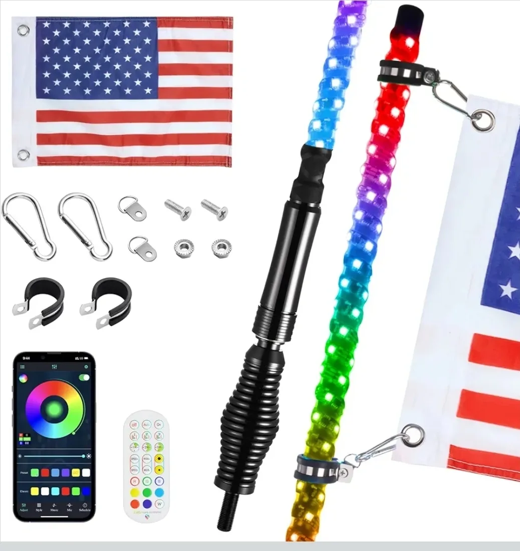 Ehaho 4FT LED Whip Lights (2 Pcs) – Spiral RGB UTV ATV SXS Canam image indicator(10)