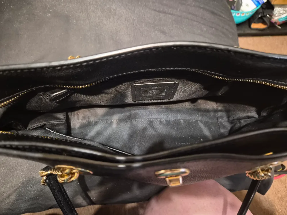 Coach Black Leather Tote Bag image indicator(4)