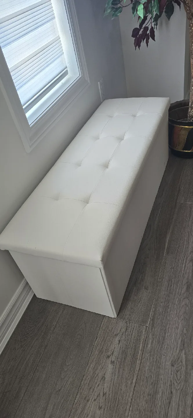 White Storage Bench/Ottoman thumbnail