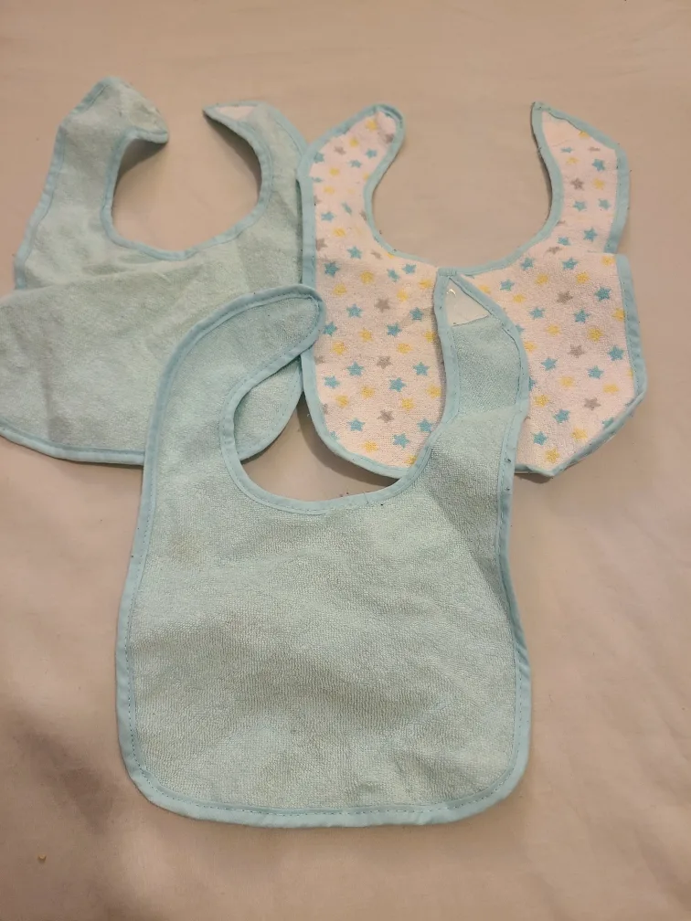 Baby Bibs - Light Blue and Star Pattern thumbnail