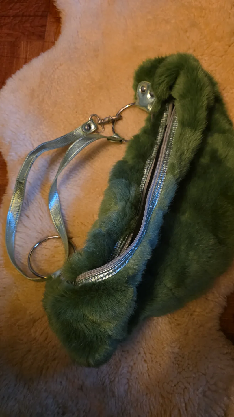 ALDO Green Faux Fur Shoulder Bag image indicator(2)