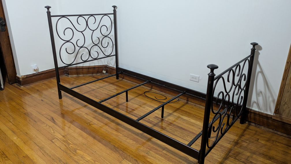 Twin Size Iron Bed Frame with Scroll Design - photo 5