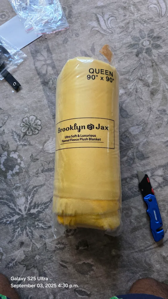 Brooklyn Jax Queen Flannel Fleece Plush Blanket - Yellow thumbnail