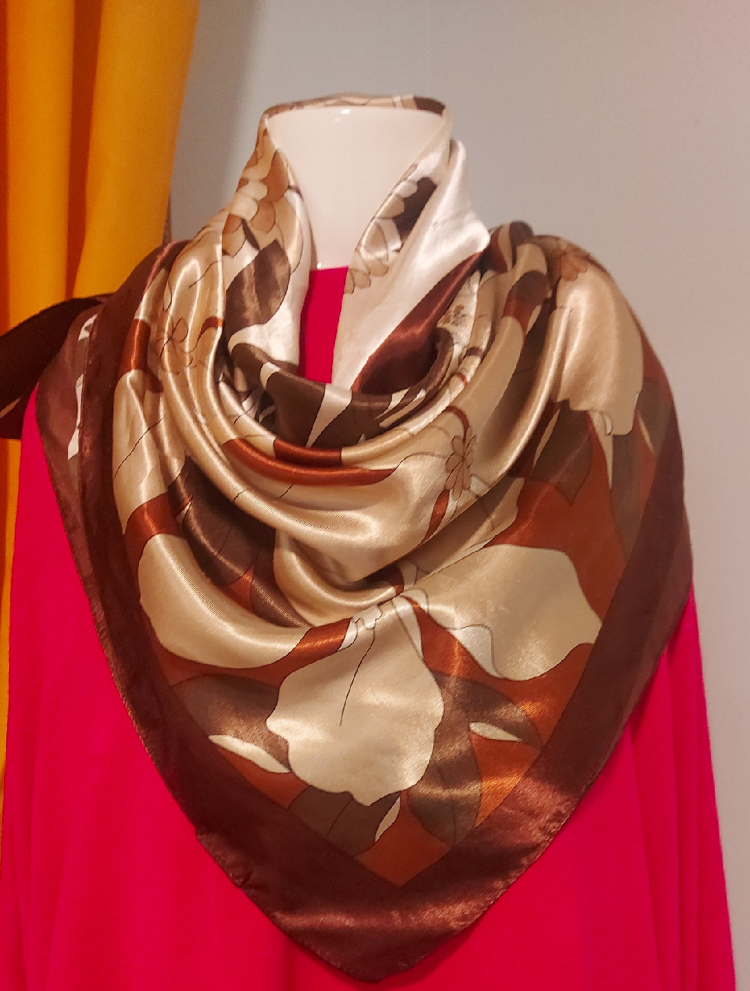 Floral Print Scarf - Brown/Beige