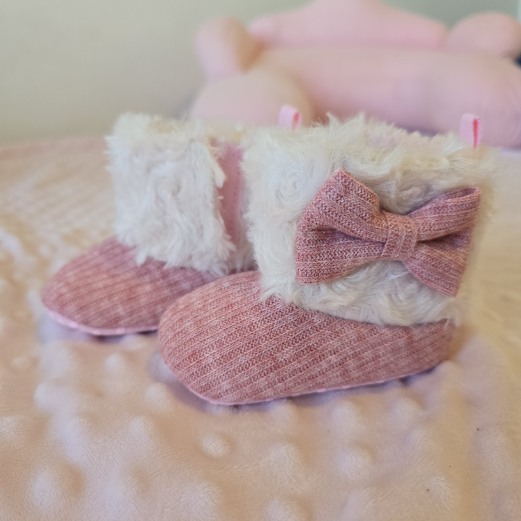 Pink Baby Booties with Bow