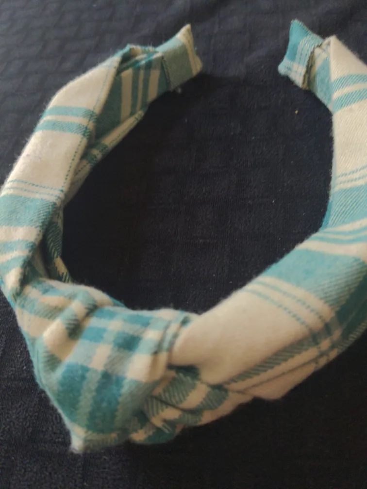 Blue & White Plaid Headband thumbnail