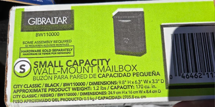 Gibraltar BW110000 Small Wall-Mount Mailbox - Black image indicator(3)
