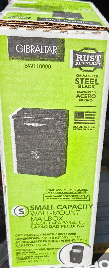 Gibraltar BW110000 Small Wall-Mount Mailbox - Black image indicator(5)