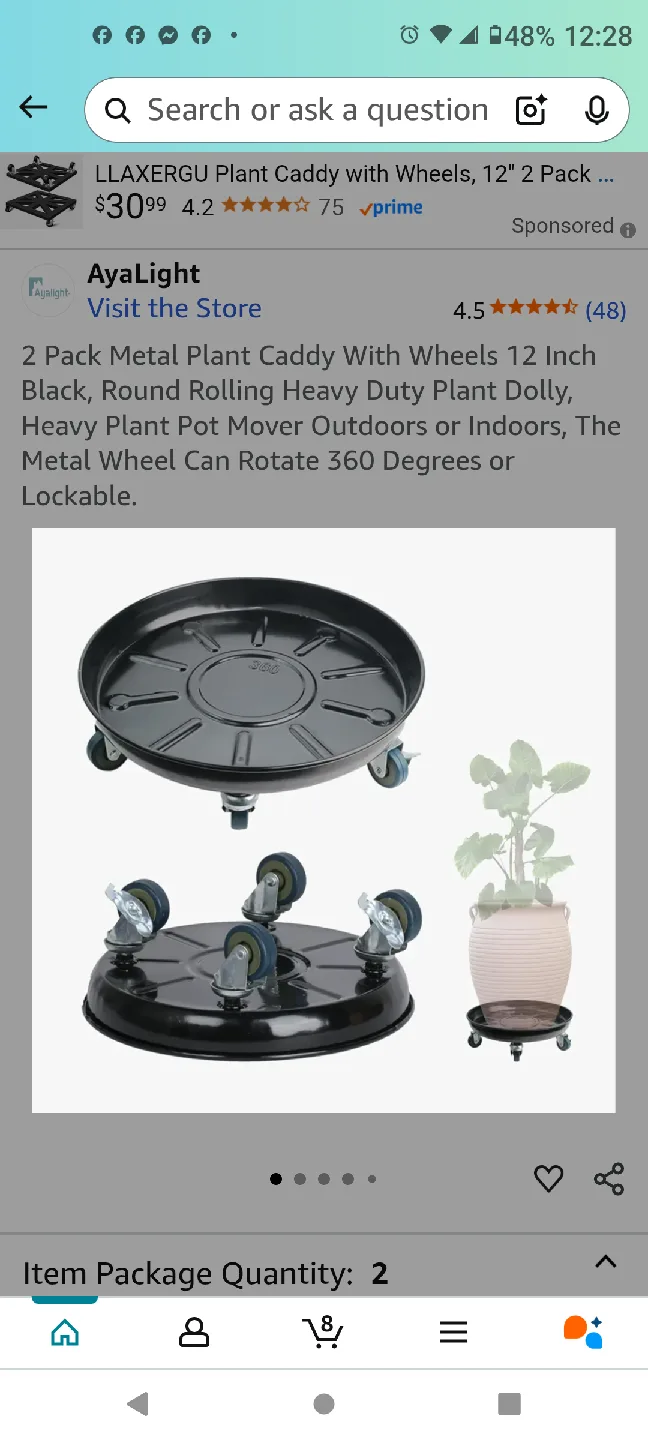 12" Black Planter with 12" Plant Caddy and Terracotta Spikes 🥕 image indicator(6)