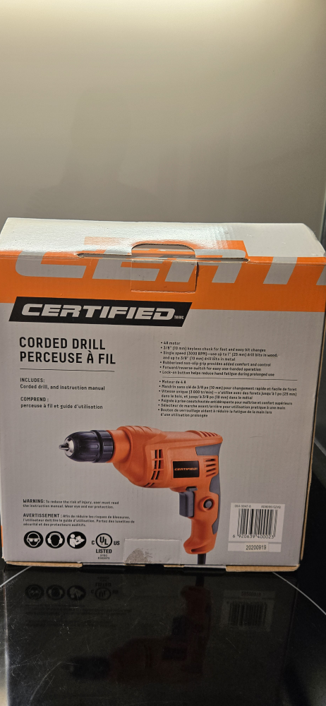 Certified Corded Drill - 4A - 3/8 inch
