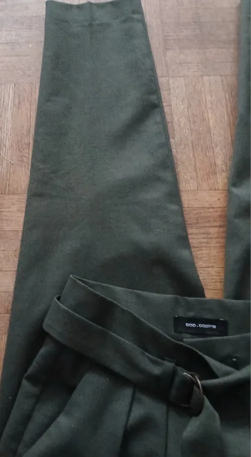 Cop.Copine Olive Green Belted Trousers image indicator(6)