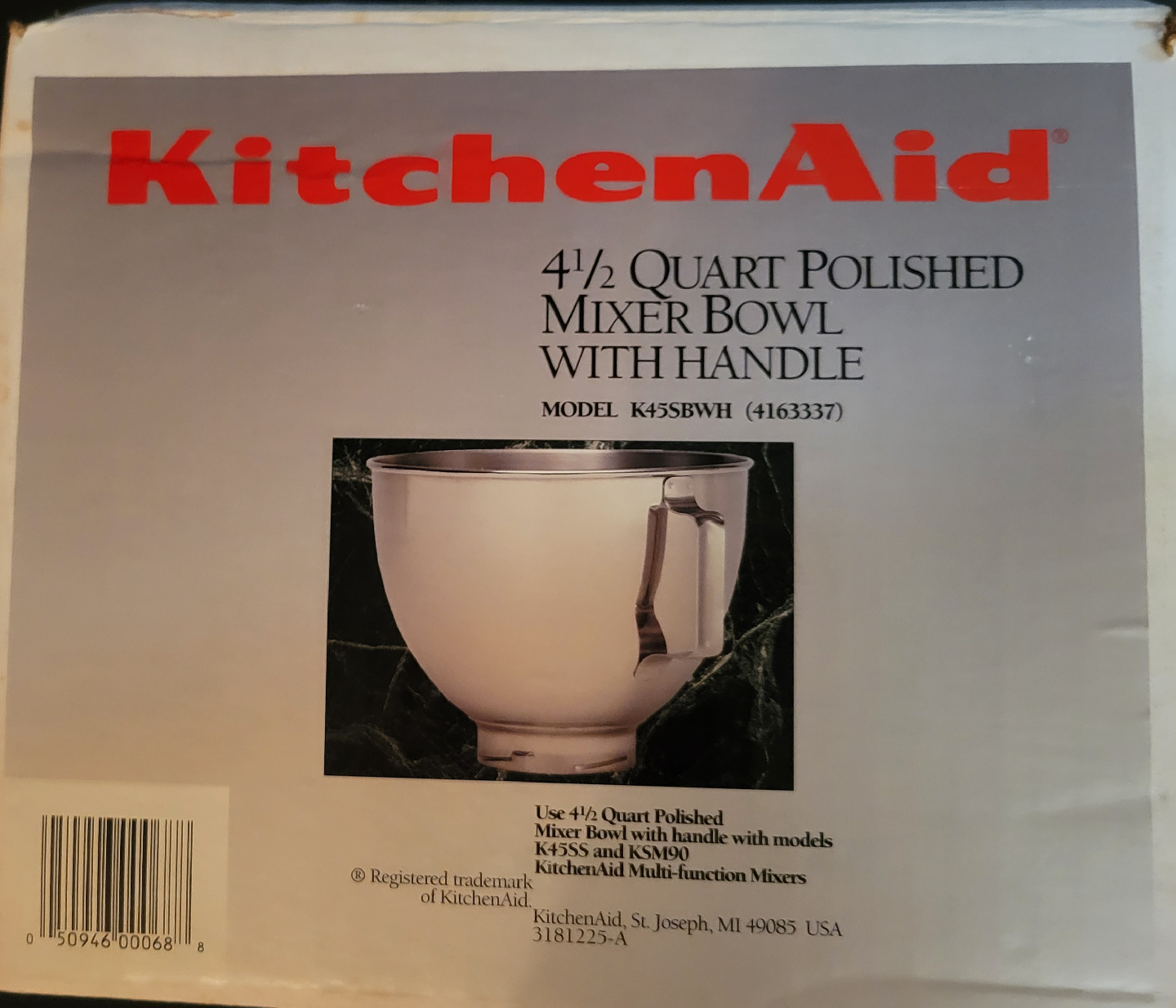 KitchenAid 4 1/2 Quart Mixer Bowl w/ Handle