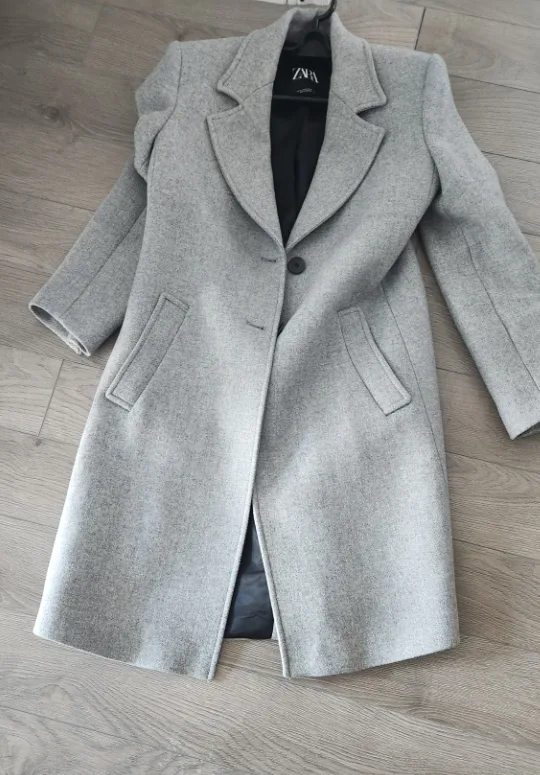 Zara Grey Wool Blend Coat - Size M thumbnail